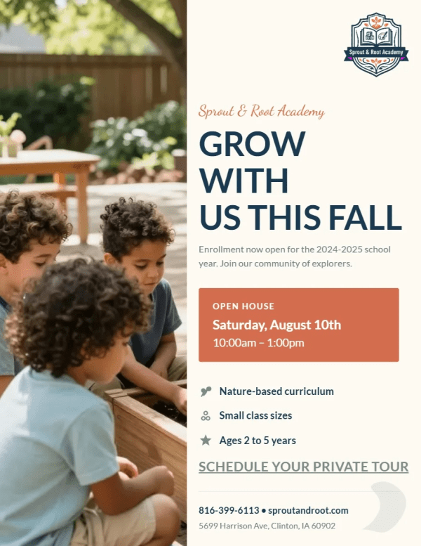 Now Enrolling Preschool Side 1 Image