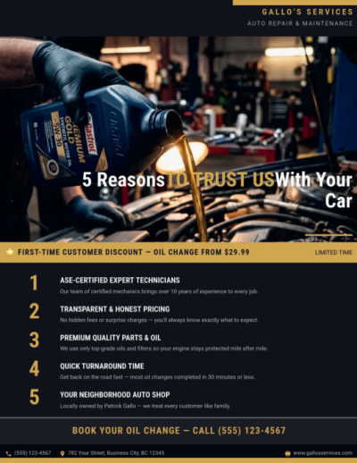 Oil Change Auto Repair Side 1 Image