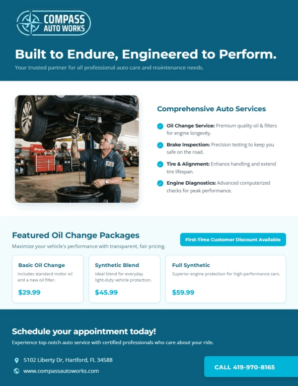 Oil Change Auto Repair Side 1 Image