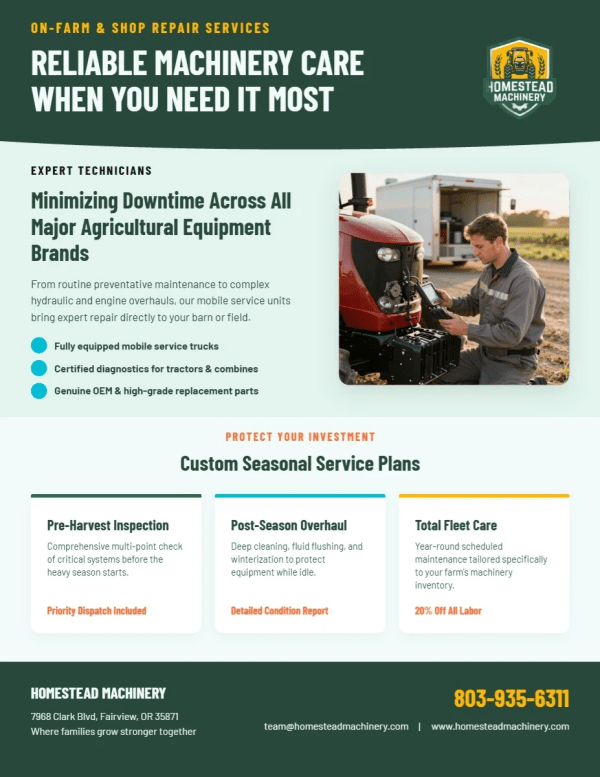 Repair & Maintenance Agricultural Equipment Side 1 Image