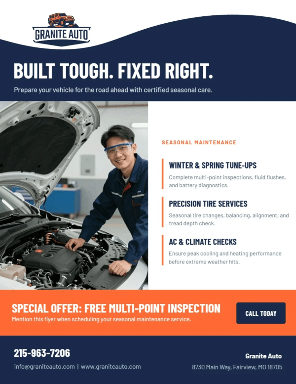 Seasonal Maintenance Auto Repair Side 1 Image