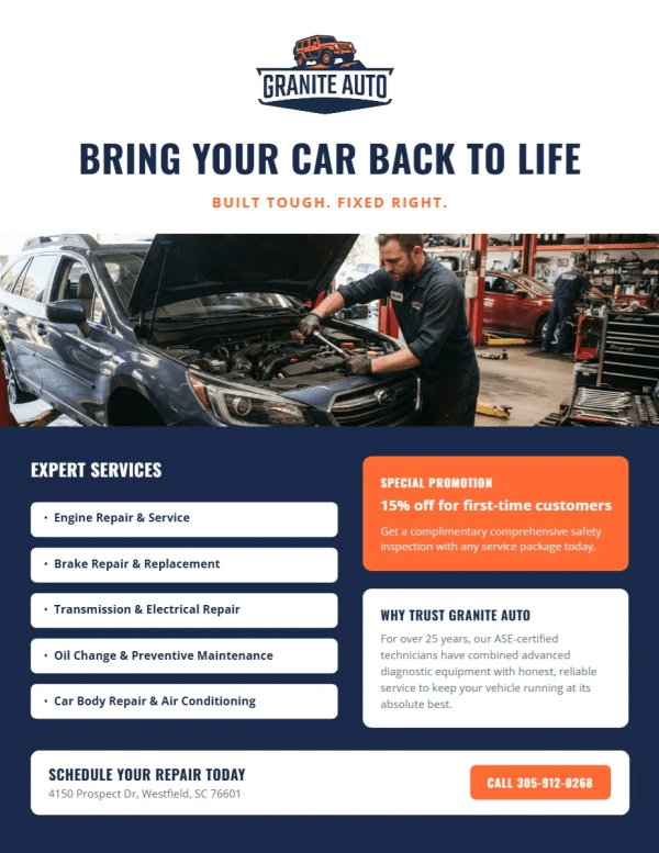Services Offered Auto Repair Side 1 Image