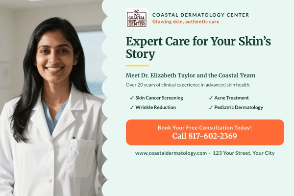 About Us Dermatology Clinic Postcard Template 