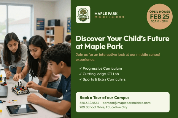Enrollment School Postcard Template 