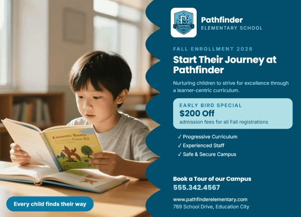 Enrollment School Postcard Template 