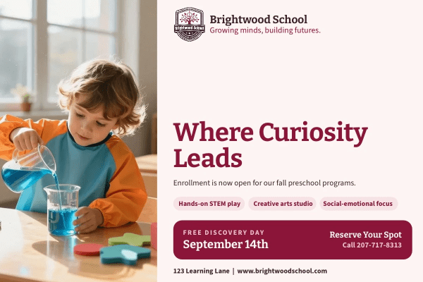 Now Enrolling Preschool Postcard Template 