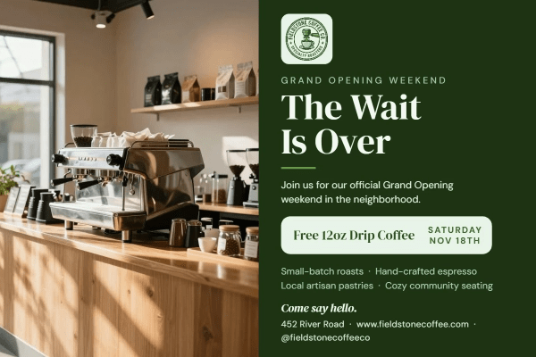 Now Open Coffee Shop